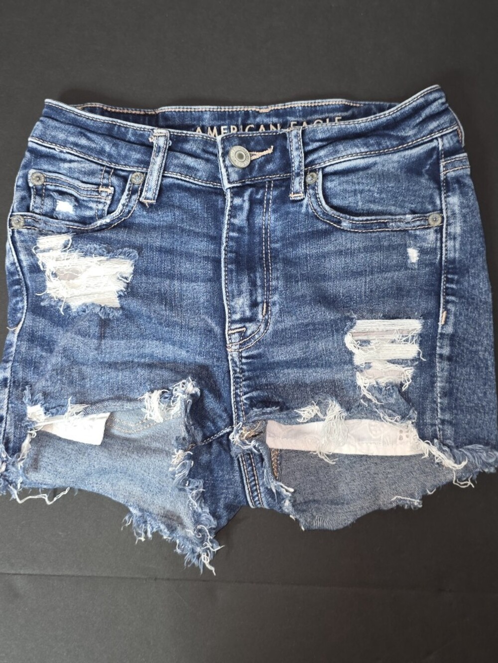 American Eagle Outfitters High V-rise Shortie Distressed Denim Cutoff Shorts 00